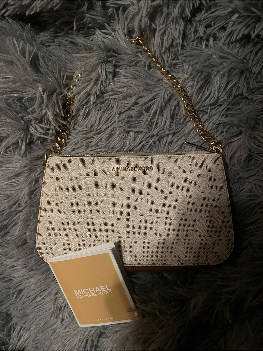 Michael Kors Cream Signature Chain Shoulder Bag